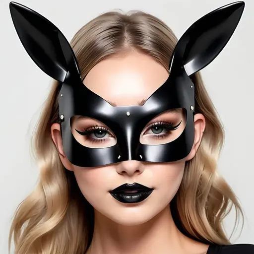 Sneaky Bunny Mask – Luxe Masquerade Rave Fetish Playboy Mascot Sexy Rabbit Cosplay Party Mask For Women (Black)